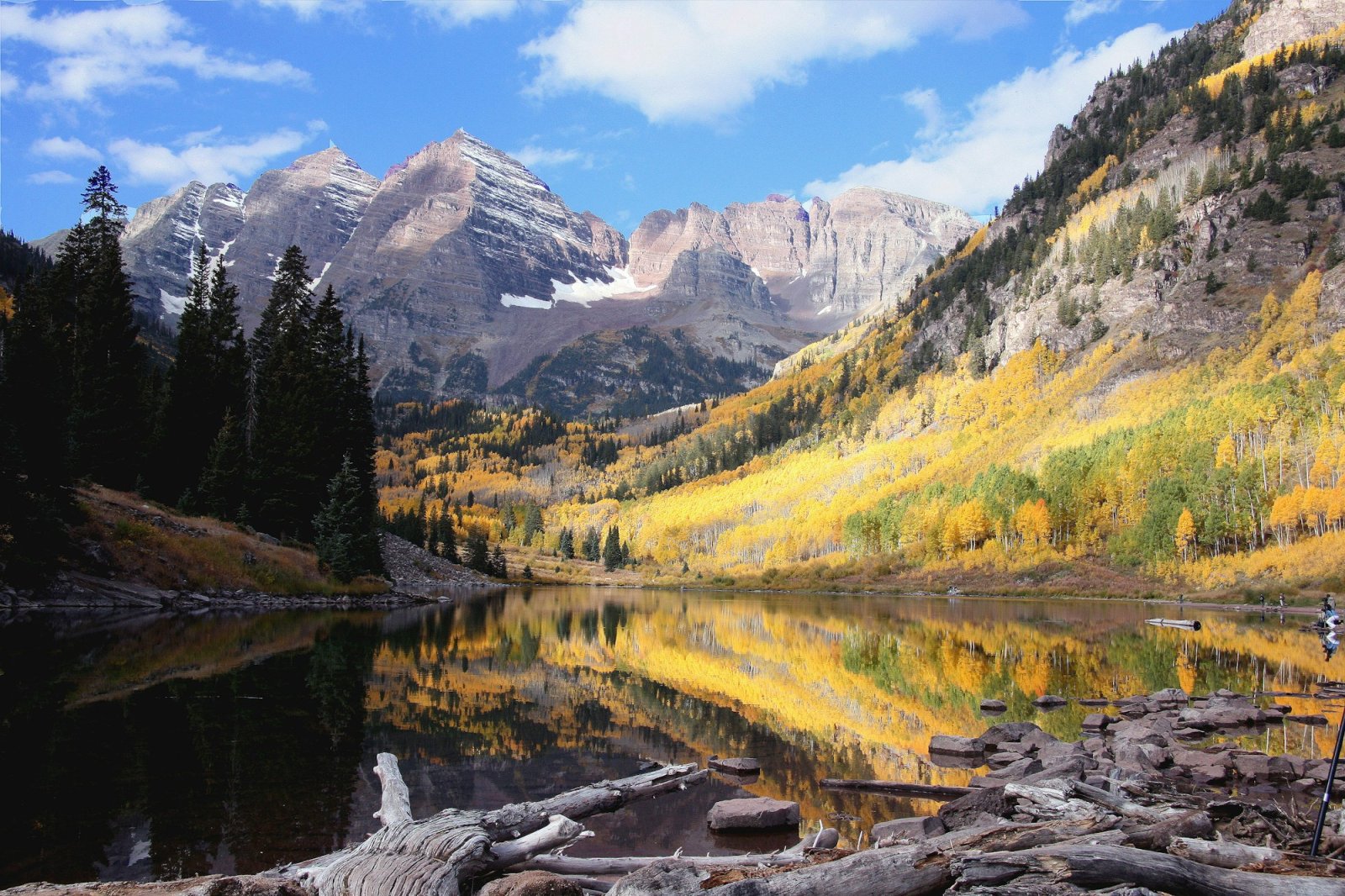 Maroon Bells reflected in Maroon Lake